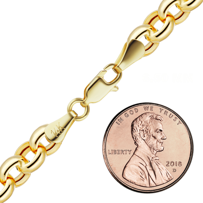 Halbmassiver runder Rolo-Fußkettchen aus 14-karätigem Gelbgold