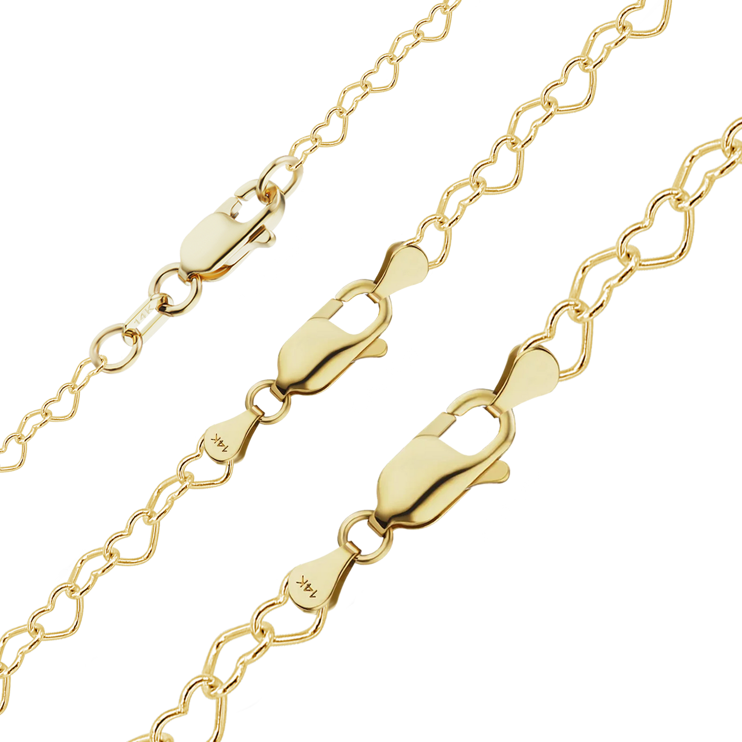 Klassisches Herzarmband aus 14-karätigem Gelbgold