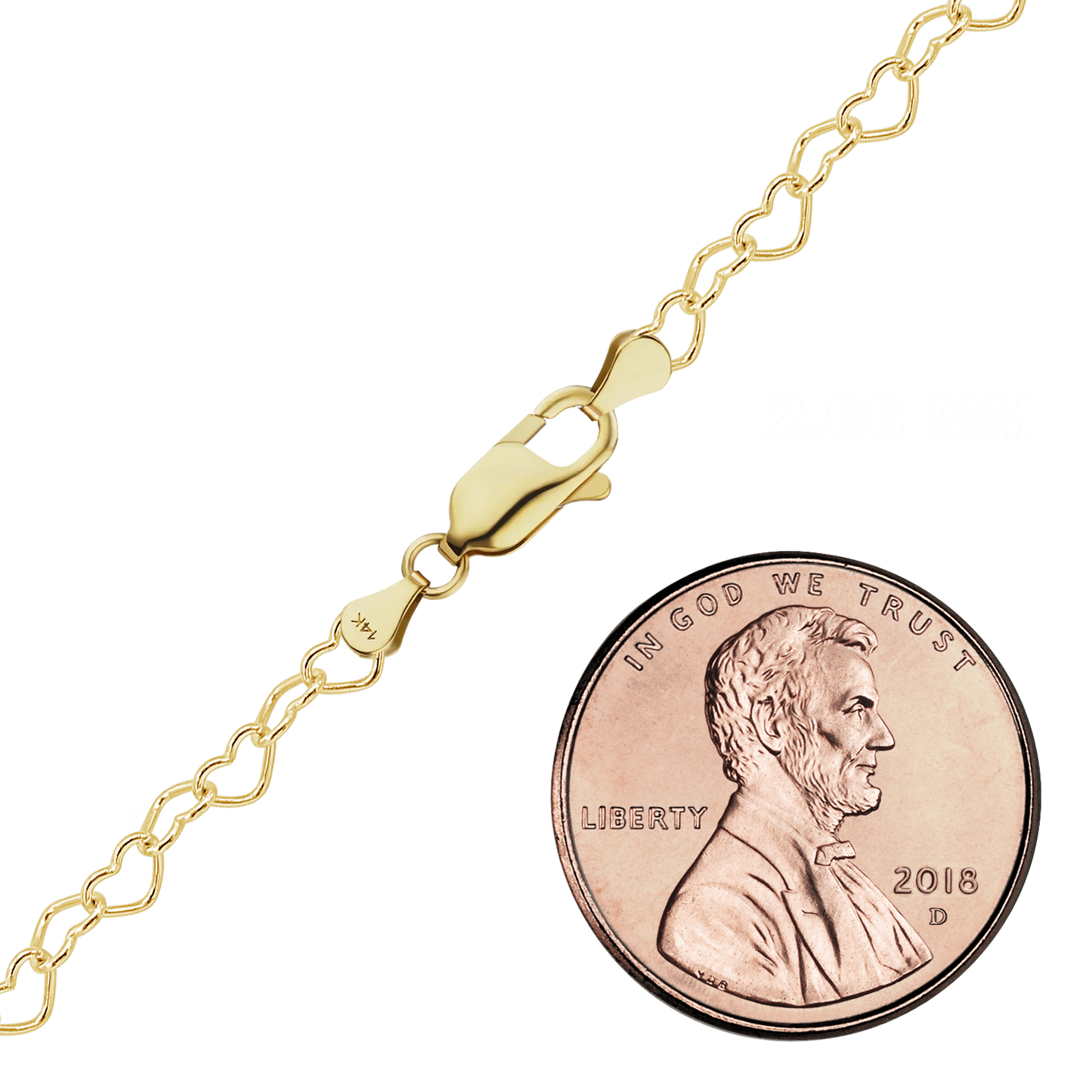 Klassische Herzkette aus 14-karätigem Gelbgold