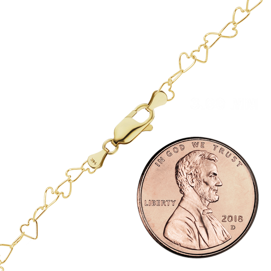 Hohes Herzarmband aus 14-karätigem Gelbgold