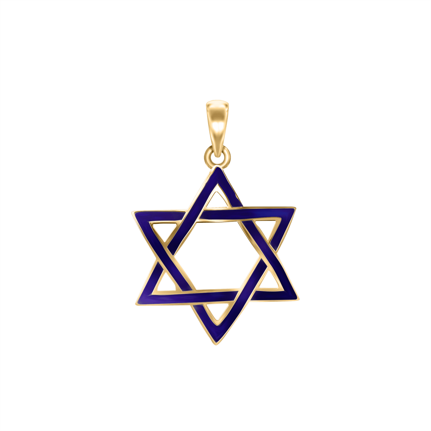 Anhänger mit Davidstern aus Sterlingsilber und blauer Emaille, veredelt mit 18-karätigem Gelbgold.