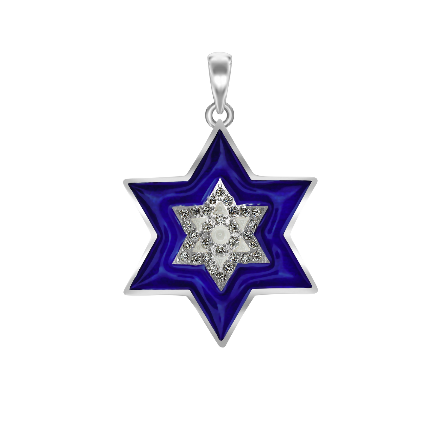 Davidstern-Anhänger mit Zirkonia und Emaille in Sterlingsilber