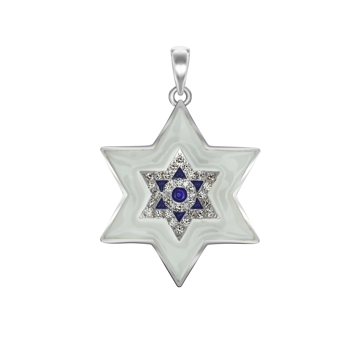 Davidstern-Anhänger mit Zirkonia und Emaille in Sterlingsilber