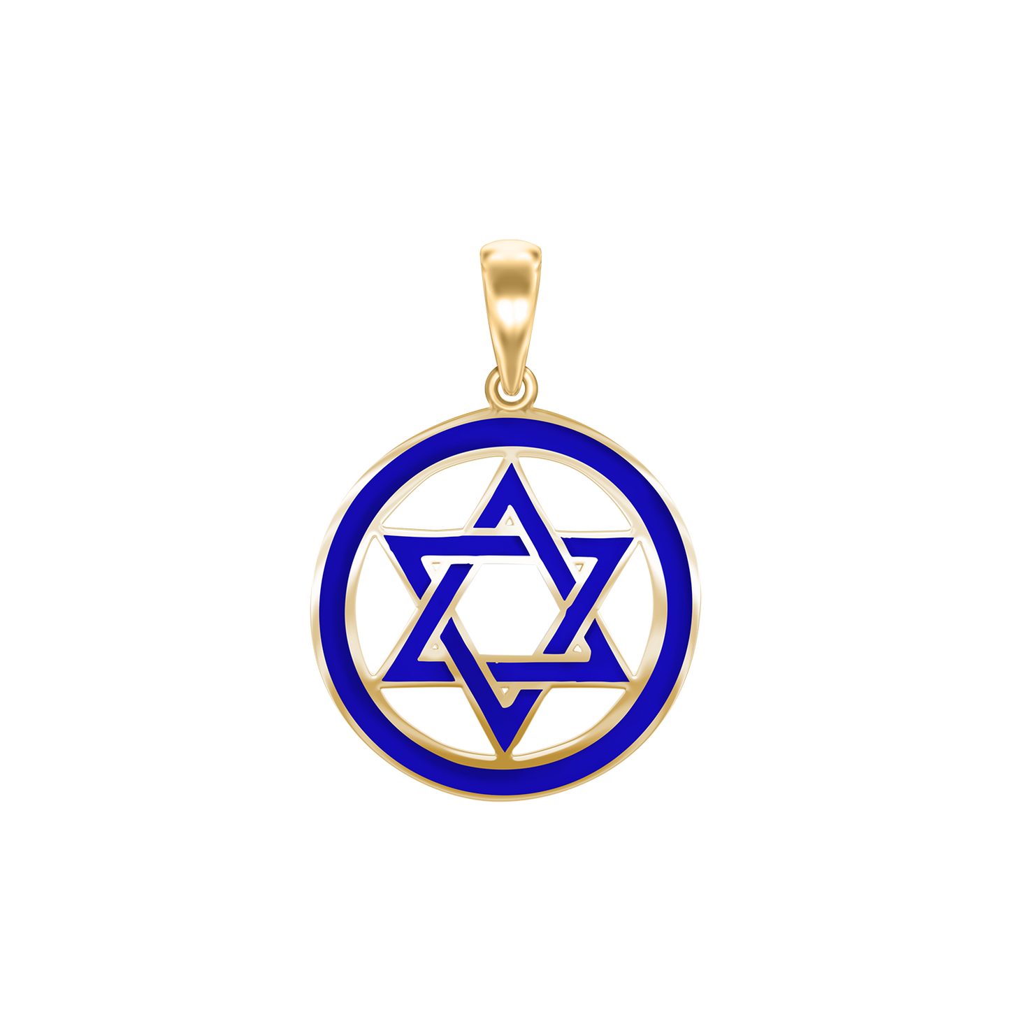 Medaille mit Davidstern und blauer Emaille aus Sterlingsilber