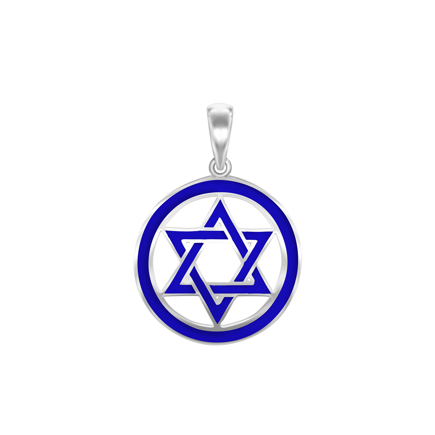 Medaille mit Davidstern und blauer Emaille aus Sterlingsilber