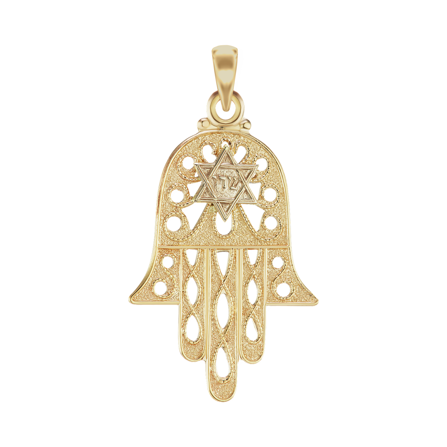 Anhänger „Hand Gottes Hamsa“ mit Davidstern aus 14-karätigem Gelbgold