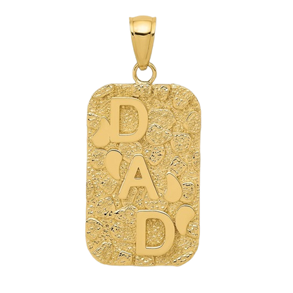 10K/14K Goldnugget-Anhänger „DAD“ (Hundemarke)