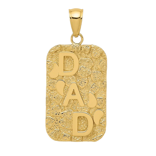10K/14K Goldnugget-Anhänger „DAD“ (Hundemarke)