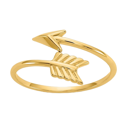 14-karätiger, verstellbarer, polierter Pfeilring