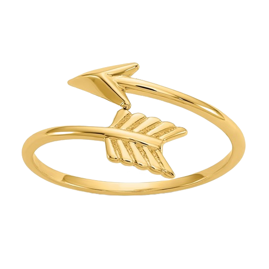 14-karätiger, verstellbarer, polierter Pfeilring