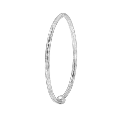 14-karätiges Weißgold-Mesh-Armband zum Überziehen – 3 mm