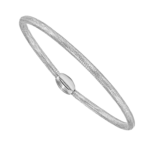 14-karätiges Weißgold-Mesh-Armband zum Überziehen – 3 mm