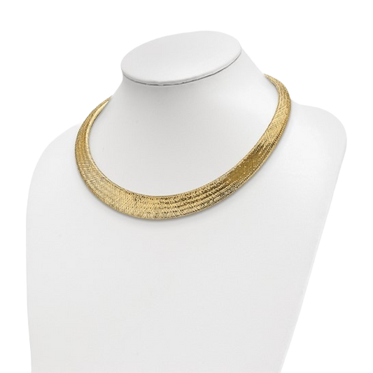 14-karätige, strukturierte Stretch-Halskette aus Gelbgold