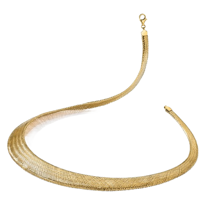 14-karätige, strukturierte Stretch-Halskette aus Gelbgold