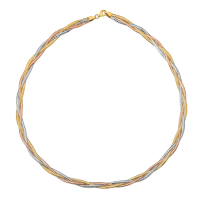 Dreifarbige Netzkette aus 14-karätigem Gold