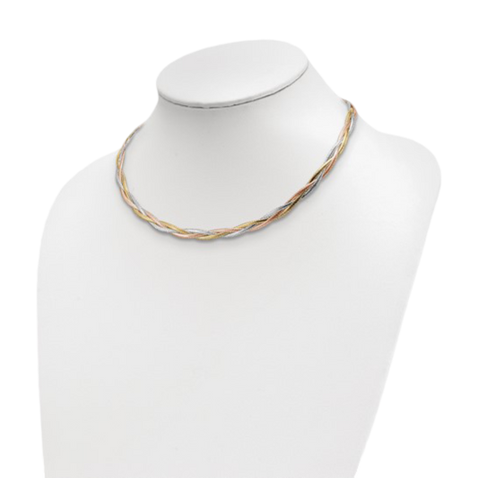 Dreifarbige Netzkette aus 14-karätigem Gold