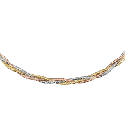 Dreifarbige Netzkette aus 14-karätigem Gold