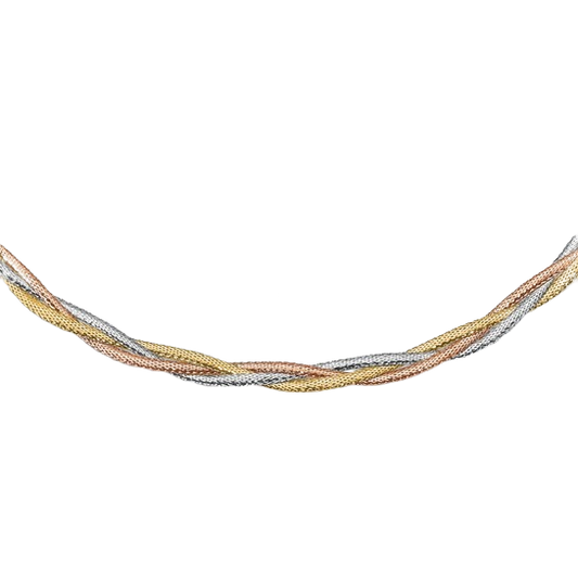 Dreifarbige Netzkette aus 14-karätigem Gold