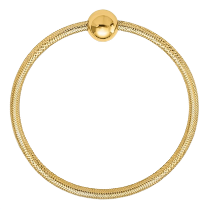 Armband aus poliertem 14-karätigem Gelbgold mit Perlennetz