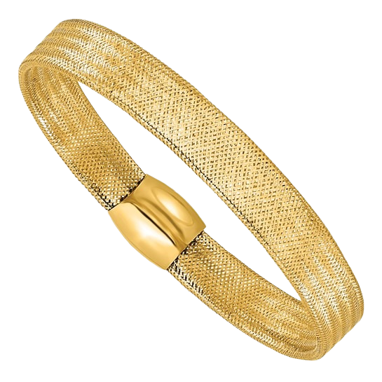 14-karätiges Gelbgold-Mesh-Armband zum Überziehen – 9 mm