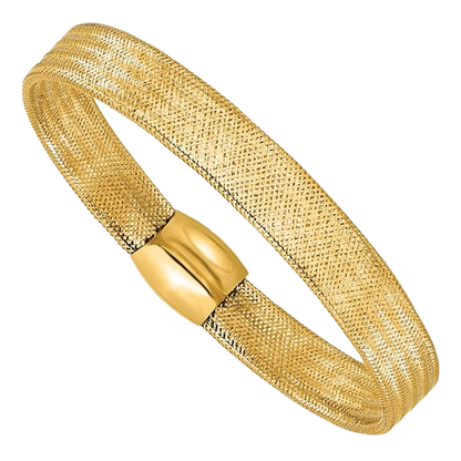 14-karätiges Gelbgold-Mesh-Armband zum Überziehen – 9 mm
