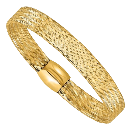 14-karätiges Gelbgold-Mesh-Armband zum Überziehen – 9 mm