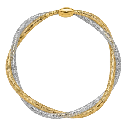 14-karätiges zweifarbiges Gold-Dreharmband zum Überziehen