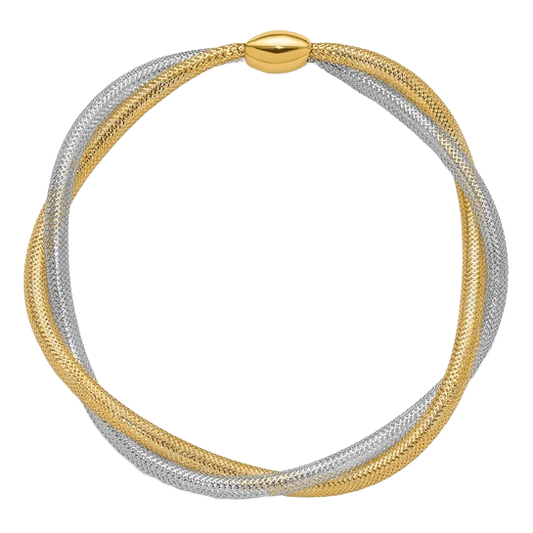 14-karätiges zweifarbiges Gold-Dreharmband zum Überziehen