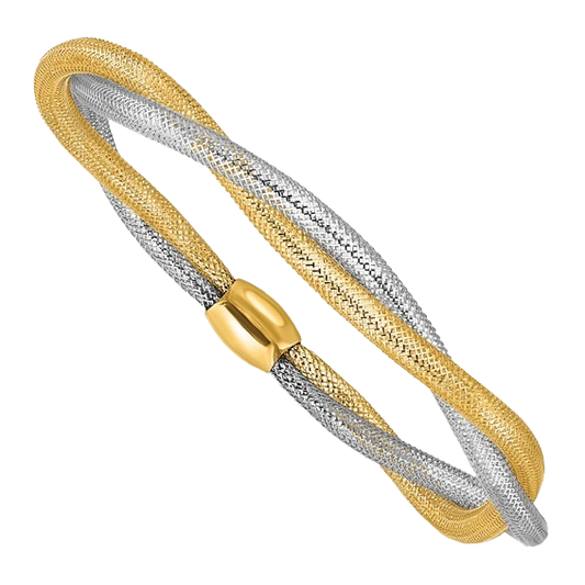 14-karätiges zweifarbiges Gold-Dreharmband zum Überziehen