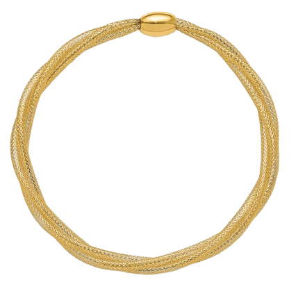 14-karätiges Gelbgold-Mesh-Twist-Slip-On-Armband