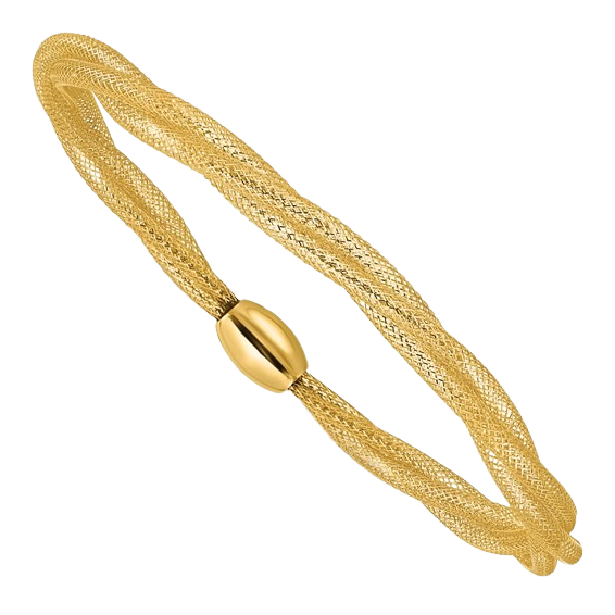 14-karätiges Gelbgold-Mesh-Twist-Slip-On-Armband