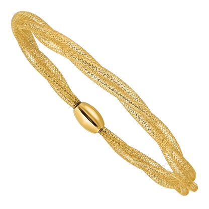 14-karätiges Gelbgold-Mesh-Twist-Slip-On-Armband