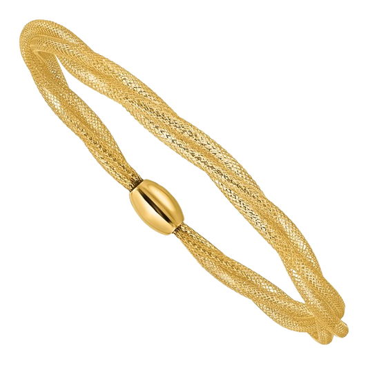 14-karätiges Gelbgold-Mesh-Twist-Slip-On-Armband