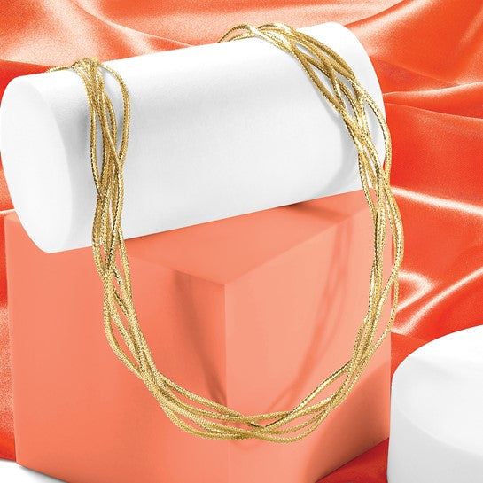 14-karätige Gelbgold-Mesh-Halskette mit 4 Strängen und Wellenmuster