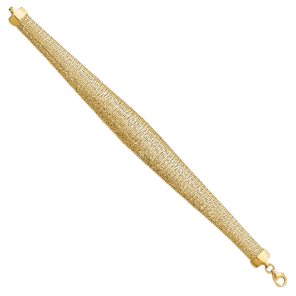14-karätiges, poliertes, gewebtes Armband aus Gelbgold mit abgestufter Kuppelform
