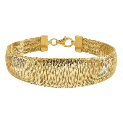 14-karätiges, poliertes, gewebtes Armband aus Gelbgold mit abgestufter Kuppelform