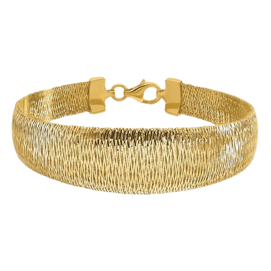 14-karätiges, poliertes, gewebtes Armband aus Gelbgold mit abgestufter Kuppelform