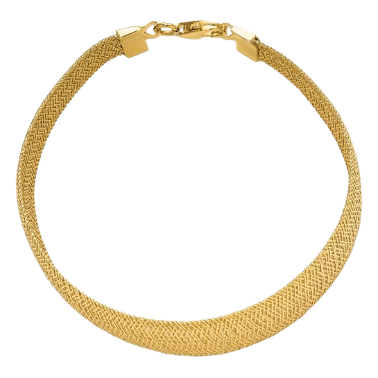 14-karätiges, poliertes, gewebtes Armband aus Gelbgold mit abgestufter Kuppelform