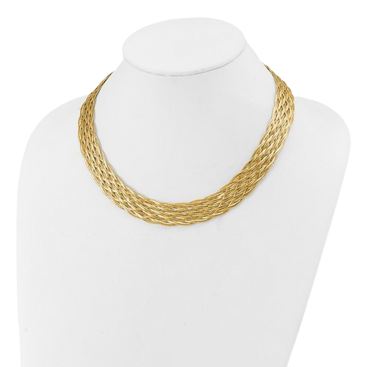 Geflochtene Netzkette aus 14-karätigem Gelbgold