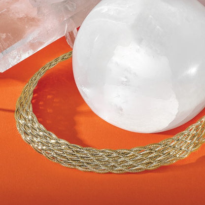 Geflochtene Netzkette aus 14-karätigem Gelbgold