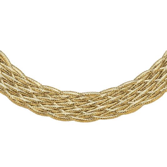 Geflochtene Netzkette aus 14-karätigem Gelbgold