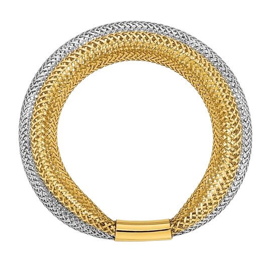 14-karätiger zweifarbiger, mehrlagiger Gold-Stretchring – 9 mm