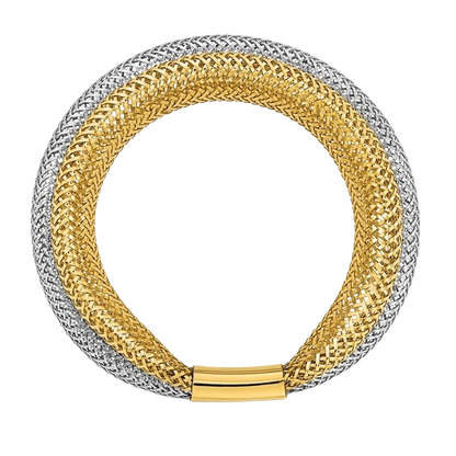 14-karätiger zweifarbiger, mehrlagiger Gold-Stretchring – 9 mm