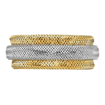 14-karätiger zweifarbiger, mehrlagiger Gold-Stretchring – 9 mm