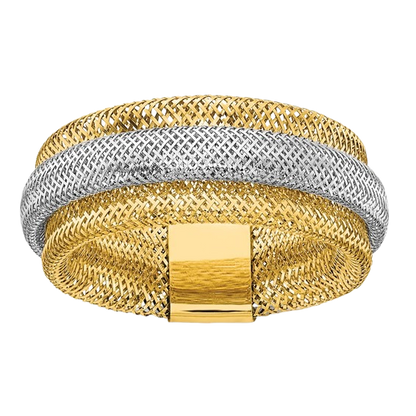 14-karätiger zweifarbiger, mehrlagiger Gold-Stretchring – 9 mm