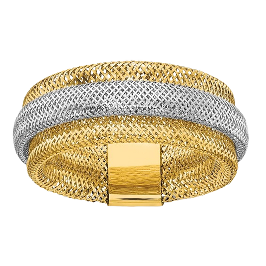 14-karätiger zweifarbiger, mehrlagiger Gold-Stretchring – 9 mm