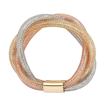 14-karätiger Goldring aus dreifarbigem, flexiblem Netzgewebe