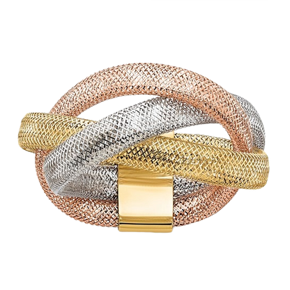 14-karätiger Goldring aus dreifarbigem, flexiblem Netzgewebe