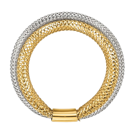 14-karätiger zweifarbiger, mehrlagiger Gold-Stretchring – 5 mm