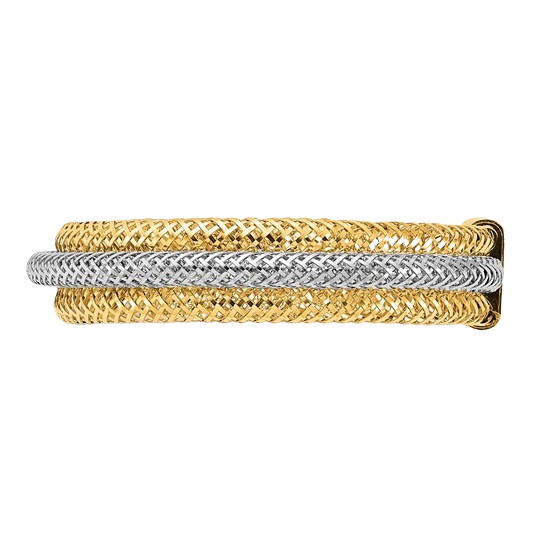 14-karätiger zweifarbiger, mehrlagiger Gold-Stretchring – 5 mm